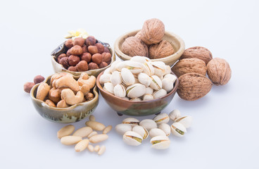 nuts. mixed nuts on the background