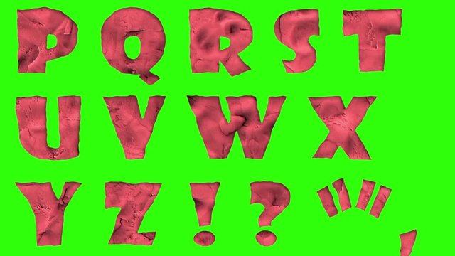 animated clay font isolated on chroma key green screen background animation all letters, punctuation, and numbers - new quality dynamic cartoon joyful colorfool plasticine footage