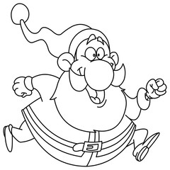 Outlined running santa