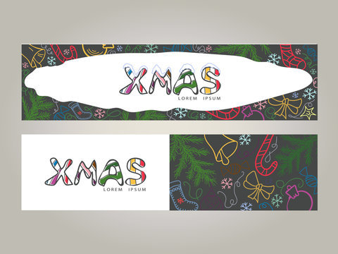 Christmas Doodle Color Banners