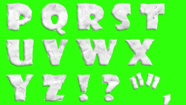 animated clay font isolated on chroma key green screen background animation all letters, punctuation, and numbers - new quality dynamic cartoon joyful colorfool plasticine footage