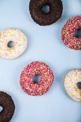 Multicolored donuts close-up