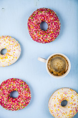 Multicolored donuts close-up
