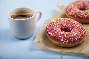 Donuts and a cup of coffee