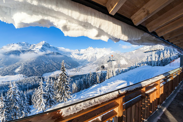 View from terrace on mountain in Werfenweng to Tennen mountains © photoflorenzo