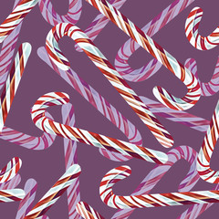 Candy canes seamless pattern.  Holiday Background.