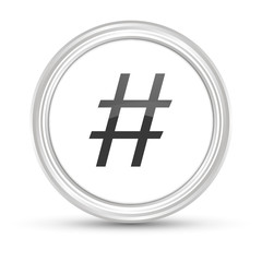 Weißer Button - Hashtag Stichwort