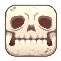 Scary app icon with stylized old cartoon skull.