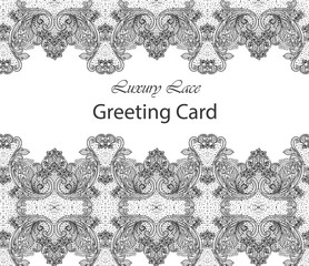 Luxury lace card. Handmade delicate ornament decors