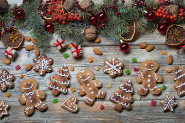 Christmas cookies on a wooden
