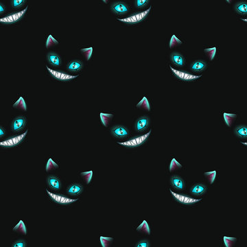 Seamless pattern with disappearing cat faces