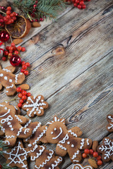 Christmas cookies on a wooden