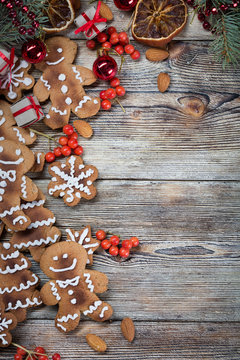 Christmas cookies on a wooden