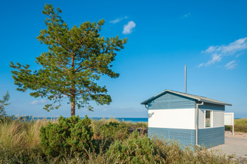 Fototapeta na wymiar Dünenlandschaft zwischen Strand und Strandpromenade in Niendorf