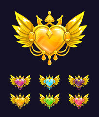 Cool decorative heart with golden wings and crown.