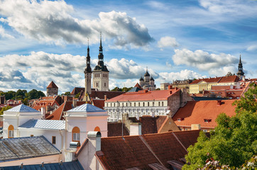 Obraz premium Beautiful panoramic view of Old Town, Tallinn,Estonia.Tallinn landmark.
