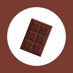 Flat vector illustration with chocolate plate. Icon on brown background.