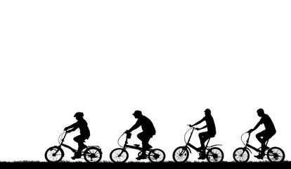 Obraz premium silhouette cyclists bicycle riders on white background.
