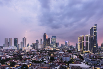 Stunning sunset over Jakarta, Indonesia capital city