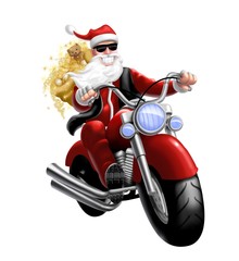 Santa Claus biker
 - obrazy, fototapety, plakaty