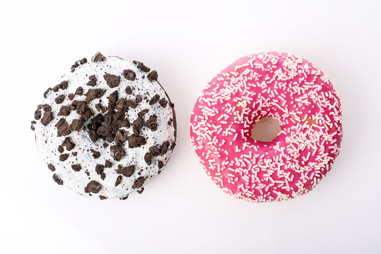 Donut with sprinkles isolated on white