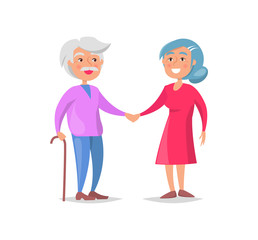 Senior Couple Walk Together, Grandma and Grandpa