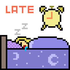 vector pixel art sleep late