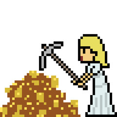 vector pixel art woman gold digger