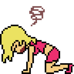 Obraz premium vector pixel art hopeless woman