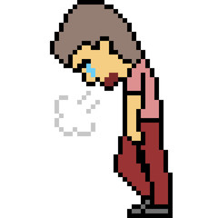 vector pixel art man sigh