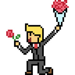 vector pixel art marriage hasband