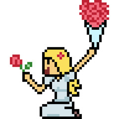 Fototapeta premium vector pixel art marriage wife
