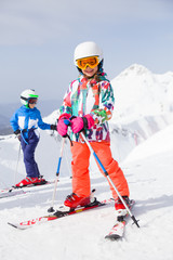 small children in ski resort