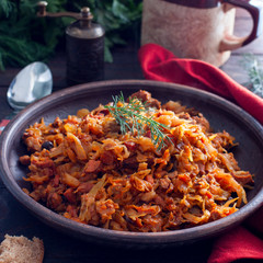 Old Polish traditional bigos, square