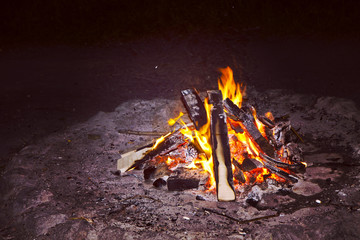 Holidays outdoor, bonfire in the night
