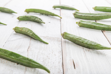 Fresh Green Okra ( Abelmoschus esculentus )