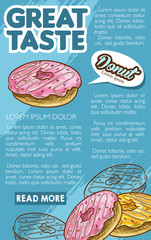 Donut bakery dessert retro sketch poster template