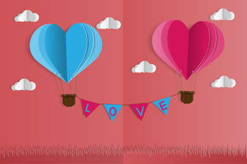 Valentine's Day with a balloon floating on the air.