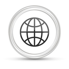 Weißer Button - Weltkugel