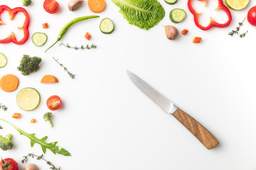 knife with vegetables