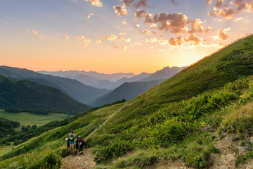 Fototapeta premium Sunset in Abkhazia mountains