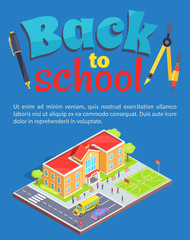 Back to School Poster with School Area Isolated 3D