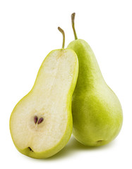 Fresh pears isolated on white background