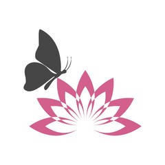 Beautiful lotus flower and Butterfly