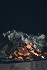 Chocolate on crumpled paper