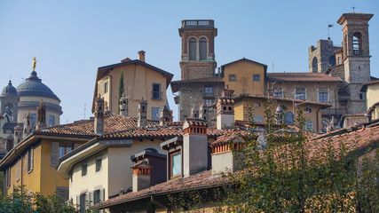 Fototapeta na wymiar Panorama of old Bergamo, Italy. Bergamo, also called La Citt dei Mille, The City of the Thousand , is a city in Lombardy, northern Italy, about 40 km northeast of Milan.