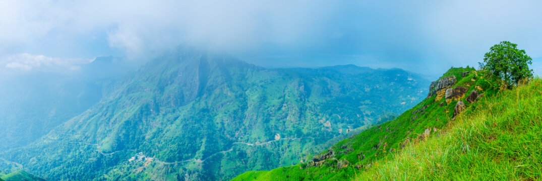 Panorama of Ella Rock in fog
