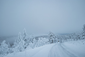 Snowy mountains in lapland