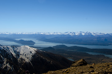 Fototapeta premium Bariloche, Argentina - Mountain and lake with snow view