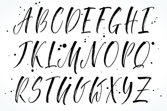 Brush handwritten vector alphabet. Modern calligraphy, uppercase letters. Vector illustration